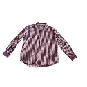 Aeropostale Men's Burgundy Striped Button-Up Long‎ Sleeve Shirt Size L